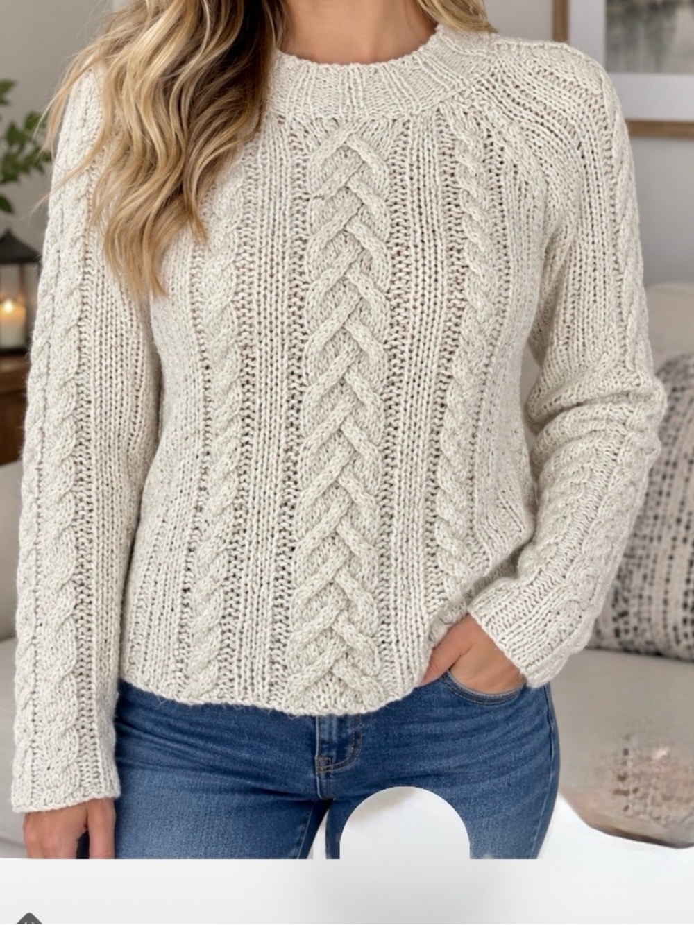 Free People Cozy Cable Knit Women's Sweater - Cream. Fits like a small but M tag